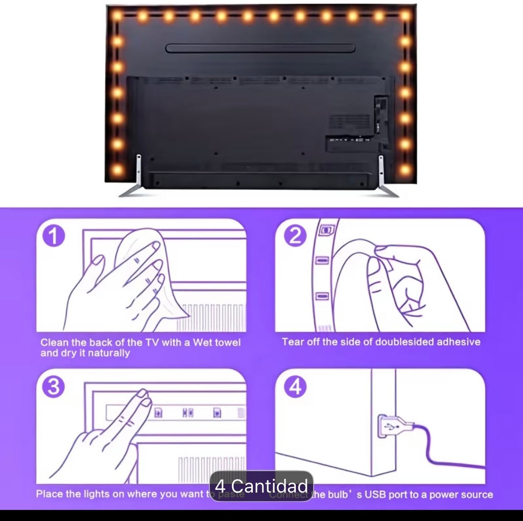 Luces led para television equipada con control remote