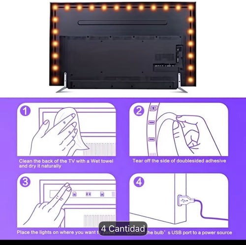 Luces led para television equipada con control remote